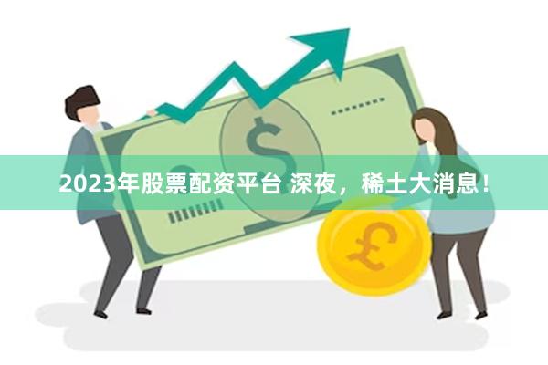 2023年股票配资平台 深夜，稀土大消息！