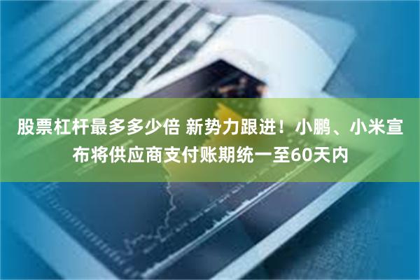 股票杠杆最多多少倍 新势力跟进！小鹏、小米宣布将供应商支付账期统一至60天内
